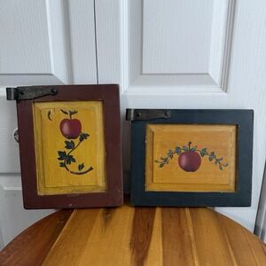 Blue Sky 1999 Set‎ Of 2 Apple Wall Decor Vintage Granny Cottage Farmhouse
